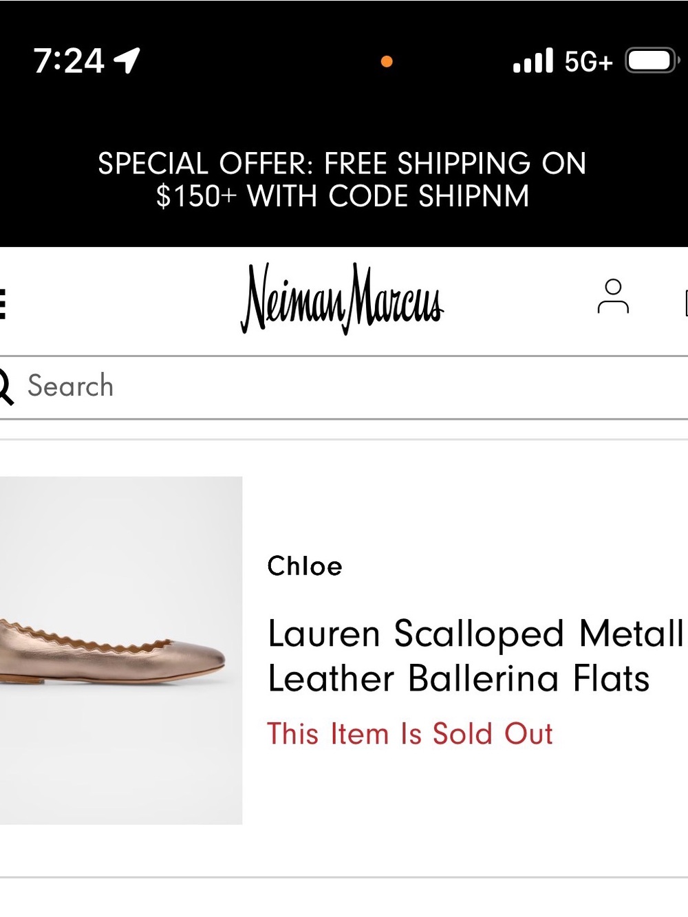 Chloe Lauren Scallop Metallic Leather Pink Ballet Flats